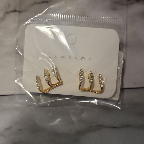 Dazzling Claw Design Stainless Steel Stud Earrings with Cubic Zirconia - Picture 8 of 10